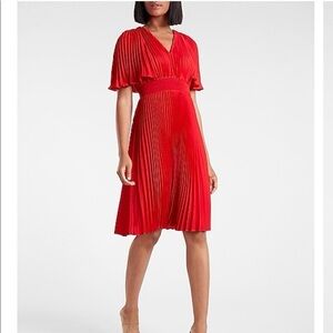 NWOT express red pleated midi dress